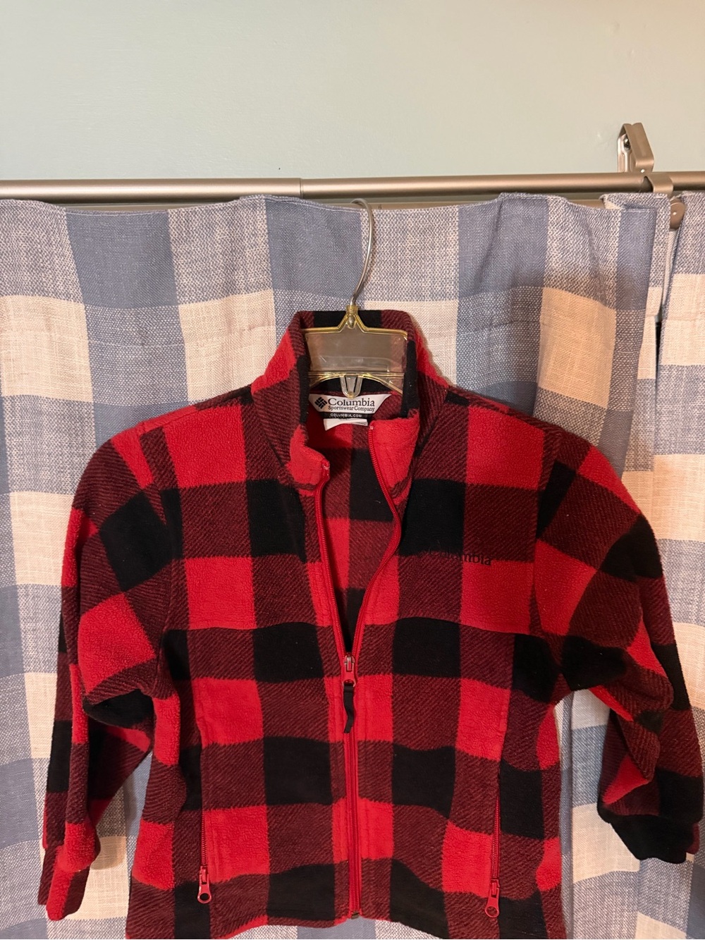 Columbia Youth 6/7 Red & Black Buffalo Plaid Fleece